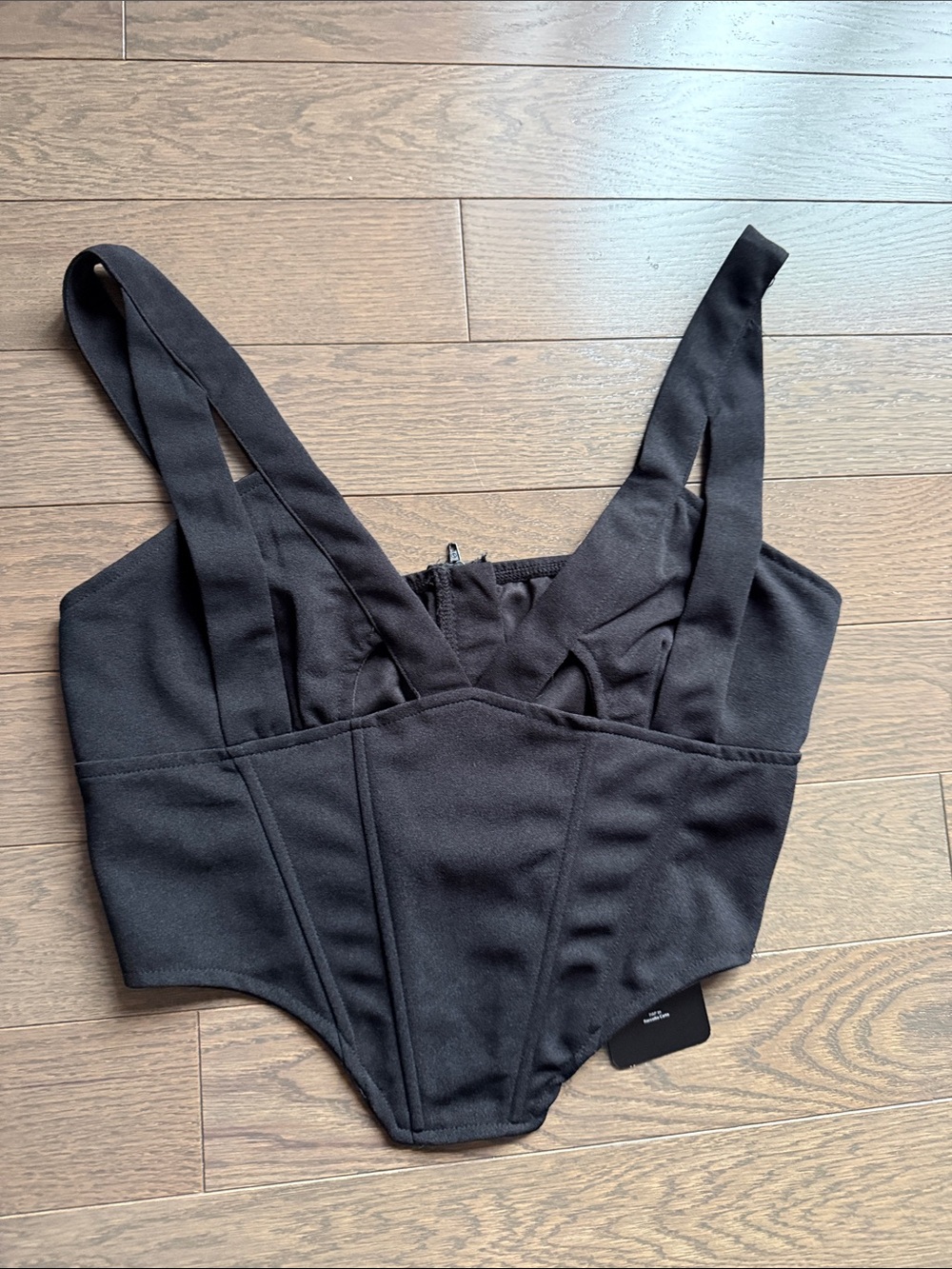 Black Structured Corset-Style Crop Top